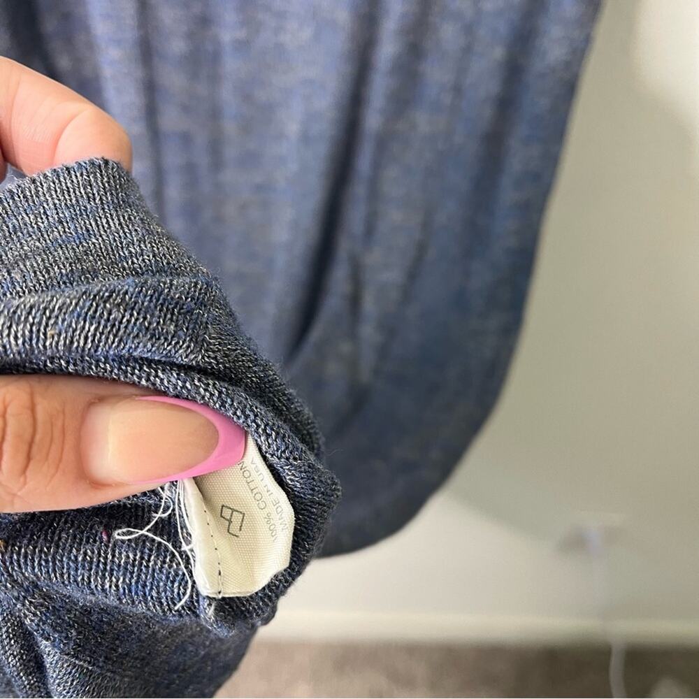 Micaela Greg Blue Wide Rib T Shirt Sweater Dress Midi Shirt Sleeve Womens Size M - Picture 10 of 10